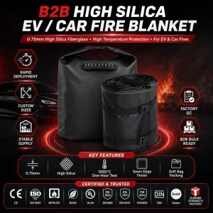 High Silica Fiber Fire Blanket EV Fire Emergency Containment UL Certified Factory Supply