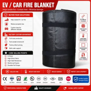 High Silica Fiberglass EV Fire Blanket Industrial Grade Emergency Fire Protection