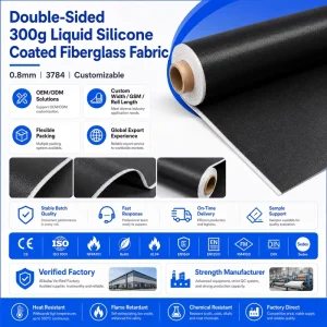 High Temperature Silicone Coated Fiberglass Fabric 3784 0.8mm 300g Double Sided for Insulation Covers