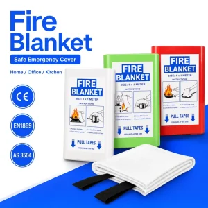 Home Fire Safety Blanket Fiberglass PVC Hard Box 1x1m CE EN1869 Certified Protection