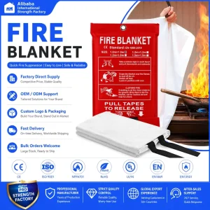 Home Kitchen Fiberglass Fire Blanket CE EN1869 Emergency Safety Blanket Custom Package