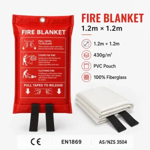 Home Safety Fire Blanket 1.2*1.2m 430gsm Fiberglass PVC Soft Bag with Easy Pull Release Tabs