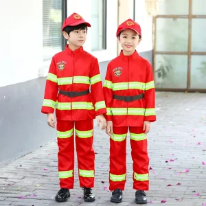 Hot Christmas Outfit Halloween Cosplay Fireman Suits Career Day Kids Firefighter Costume With Helmet & Toy