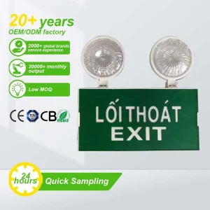 Hotel School Rechargeable Fire Protection Automatic Double Heads LED Emergency Light