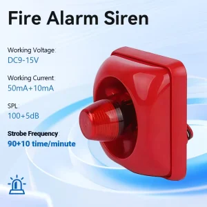 Household Courtyard Small Dc9 15v Fire Strobe Siren Horno 100 Db Strobe Siren Alarm 90 Time Minute Strobe Siren