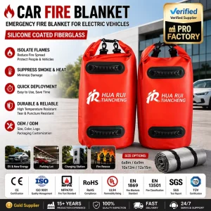 Huarui SGS Verified 6*8m PVC Soft BagVehicle Fire Blanket Silicone Coated Fiberglass for Parking Safety