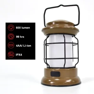 Hybrid 600 lm Rechargeable Retro Camping Light COB LED Outdoor Camping Night Light Emergency Garden Use IPX4