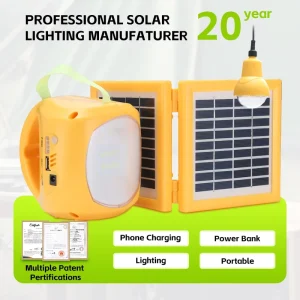 IEC TS 62257 9 8 4W Portable Home Solar Lantern with LED Bulb for Camping Lighting Emergency Phone Charge USB Output