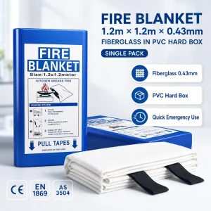 ISO CE EN1869 Fiberglass Fire Suppression Blanket 1.2m 0.43mm Hard PVC Casing Single Unit Factory Price