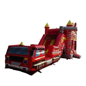 Inflatable Center Park Fire Truck Themed Bouncy Party Equipment Summer Castle PVC Castle Fire Truck Bouncy Combo for Rental