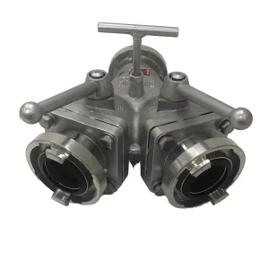 JMFIRE Red Customizable Two Way Water Diverter Flexible Aluminum Alloy Fire Hydrant Manifold 1.6 MPa Pressure FII65 65X2 1.6