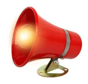 JRSG 02 Outdoor 30W 130dB Sound Fire Loudspeaker Siren Alarm Sound and Light Siren with Flashing Strobe Light Red