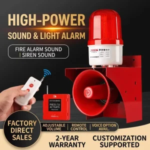 JZCN Jzxf 01Yk One Button Portable Metal ABS Alarm System Remote Control 1000m Tunnel Crane IP65 Home Fire Alarm Sound Light App