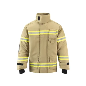 Khaki Fireman Gear with CE Certified DRD Rescue Design Aramid Removable Liner Fire Suits for Firefighters