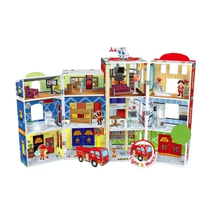 Kids DIY Building Toy Fire Station Firerescue Toy With Light and Sound