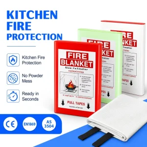 Kitchen Emergency Protection Fire Blanket PVC Hard Box Fiberglass 1x1m CE Certified