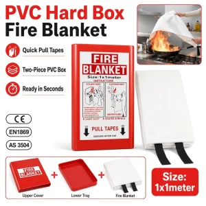 Kitchen Fire Safety Blanket PVC Hard Case Fiberglass 1*1m EN1869 Certified OEM Product