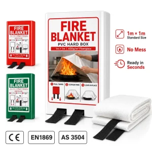 Kitchen Grease Fire Blanket Fiberglass 1*1m PVC Hard Case EN1869 CE Certified Safety Use