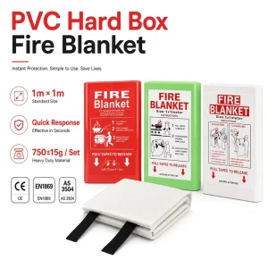Kitchen Safety Fire Blanket 1*1m Fiberglass PVC Hard Case CE Certified Emergency Use Tool