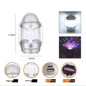 LED ABS Portable Camping Light Square Stage Colorful Rotating Emergency Multi-function Lithium Battery IP65