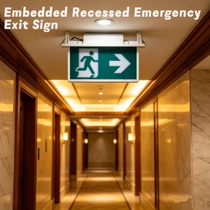 LED Embedded Recessed Emergency Exit Sign Light Automatic Corridor Evacuation Indicator Light Plastic 3W 6000K Daylight 30000