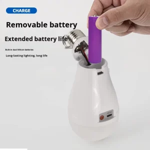 LED Emergency Bulb with Detachable Dual Battery Rechargeable Design for Night Market and Household Use
