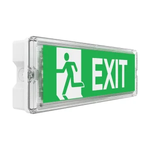 LED Fire Emergency Exit Light Evacuation Sign IP65 Rated Cold White LiFePO4 Battery Aluminium Indoor Outdoor Use 220V