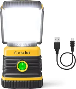 LED Outdoor Camping Lantern USB-C Rechargeable Camping Lights 1500LM 5Light Modes 100H Run Time IP44 Dimmable Tent Lamp 4100K