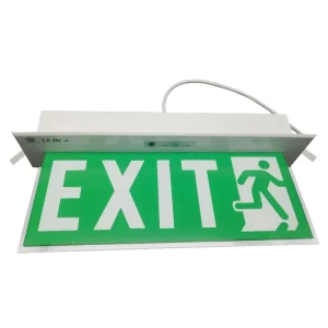 LED Safety Exit Sign Emergency Lights Cold White Rechargeable Battery