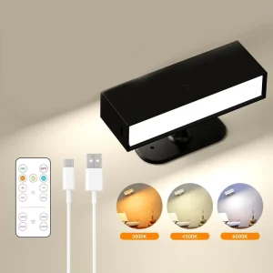 LED Wall Light Bedroom Remote Touch Control 2000mAh Rechargeable Battery Operated 3 Color Temp Dimmable Magnetic 360 Cordless