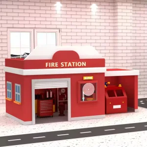 Large Toddler Indoor Playground Mini Fire Station Role Play Interactive Play Set Kids Tent House Pretend Playhouse