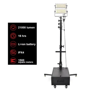 Led Portable Emergency Lighting System Tower Type With Battery Bank Mobile Led Light Tower