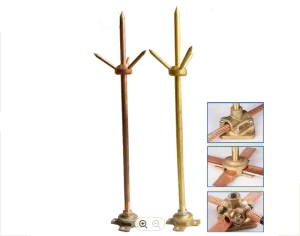 Lightning Arrester 14mm Copper Lightning Rod with Height 500mm Saddle for Lightning Protection System