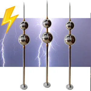 Lightning Protection Rod System OEM ODM Stainless Steel Double-ball Type Lightning Arrester Rod for Tower
