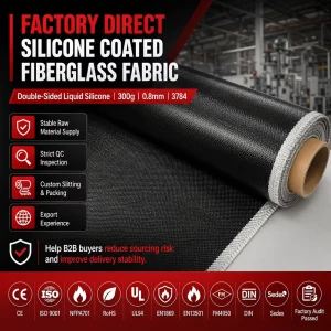 Liquid Silicone Rubber Coated 3784 Fiberglass Cloth Double Side 300g for Fire Curtain Roll