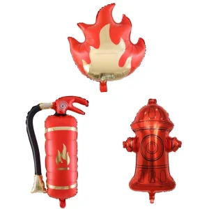 Matte Flame Fire Extinguisher Aluminum Foil Balloon for Birthday Party Supplies Children’s Firefighter Theme Decorations