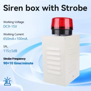 Metal Box 115dB Fire Alarm System Sounder Warning Siren With Strobe