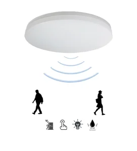 Microwave Emergency Dimmable Ceiling Lamp Motion Sensor Round Surface Mount Bathroom Modern LED Ceiling Light