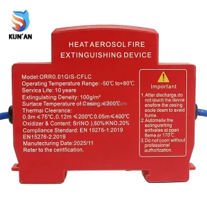 Mini 10g Automatic Aerosol Fire Extinguisher 170C Thermal Start DIN Rail Mount Fire Suppression Device for Distribution Box