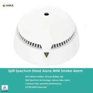 Mini Optical Smoke Alarm With Split Spectrum Sensor 10 Year Stand Alone Mini Two Tube Smart Smoke Alarm CE European Approved