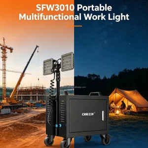 Mobile LED Floodlight Emergency Power Supply AC DC USB Type C Outputs 6000K Daylight 100000 Hours Lifespan No Fumes Outdoor