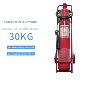 Mobile Wheeled 30kg Carbon Dioxide Fire Extinguisher Warehouse Fire Suppression