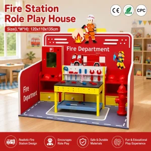Montessori Fire Department Pretend Play House for Home Childcare Indoor Playground Preschool Classroom and Early Education