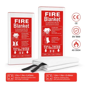Multi Size Kitchen Fire Blanket Fiberglass PVC Hard Box Pull Tabs Design for Grease Fire Protection