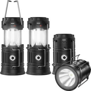 Multifunction Rechargeable Battery Operated Bright Outdoor Portable Collapsible Telescopic Hanging LED Solar Camping Lantern