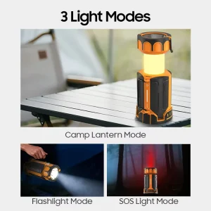 Multifunctional LED Camping Lantern Waterproof Rechargeable Table Lamp Hanging Night Light with USB Charging for Outdoor Hiking