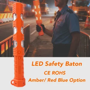 Multiple Flashing Rechargeable LED Traffic Baton With USB C For Emergency Response Magnetic CE ROHS Blue Amber For Road Safety