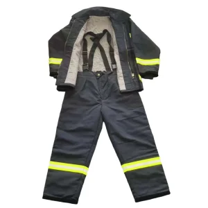Navy blue Fire retardant FR Cotton Aramid Anti static Firefighting Protective Gear Fire Jacket Trousers EN469 Certified for