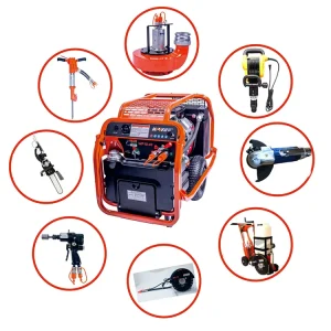 ODETOOLS Earthquake Fire Rescue Electric Hydraulic Power Pack Chain Saw and Circular Saw Concrete Demolition Tool Set