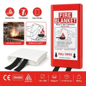 OEM 1.8*1.8m Fiberglass Fire Blanket PVC Hard Box Large Coverage Fire Suppression Supplier